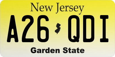 NJ license plate A26QDI