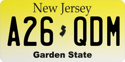 NJ license plate A26QDM