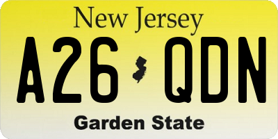 NJ license plate A26QDN