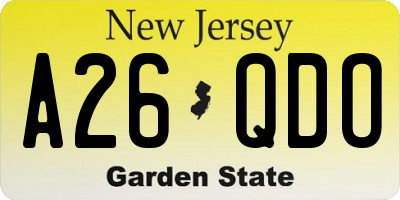 NJ license plate A26QDO