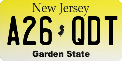NJ license plate A26QDT