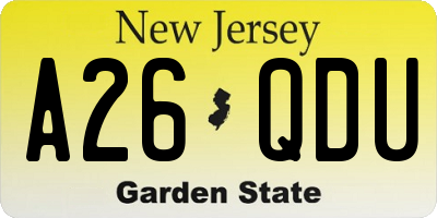 NJ license plate A26QDU