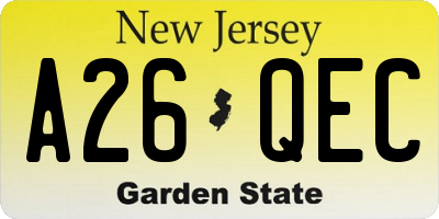 NJ license plate A26QEC