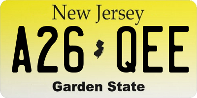 NJ license plate A26QEE
