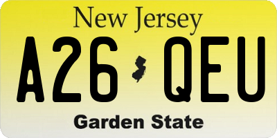 NJ license plate A26QEU