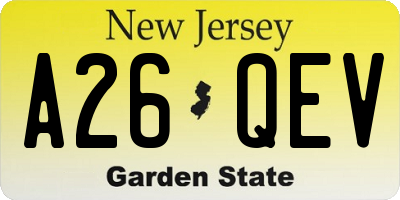 NJ license plate A26QEV