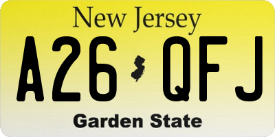 NJ license plate A26QFJ