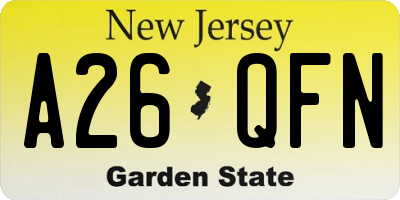 NJ license plate A26QFN