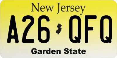 NJ license plate A26QFQ