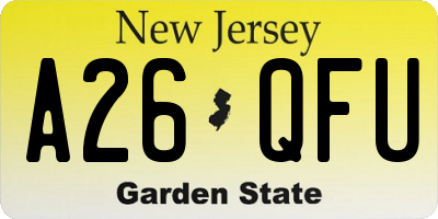NJ license plate A26QFU