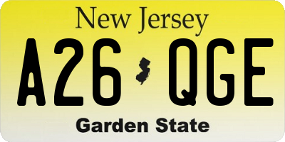 NJ license plate A26QGE