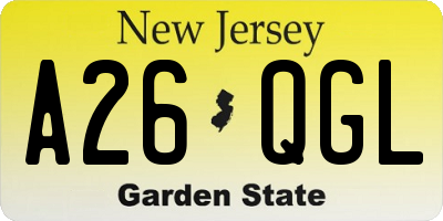 NJ license plate A26QGL