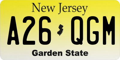 NJ license plate A26QGM