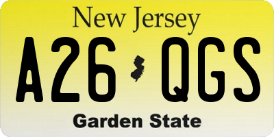 NJ license plate A26QGS