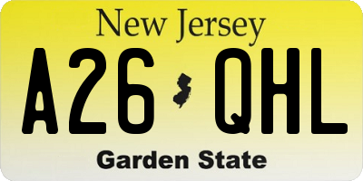 NJ license plate A26QHL