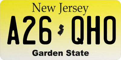 NJ license plate A26QHO
