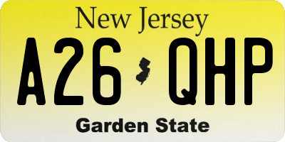 NJ license plate A26QHP