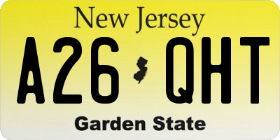 NJ license plate A26QHT