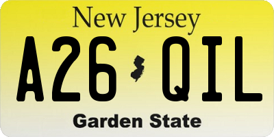 NJ license plate A26QIL