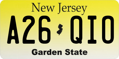 NJ license plate A26QIO