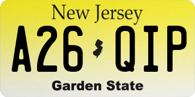 NJ license plate A26QIP