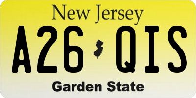 NJ license plate A26QIS