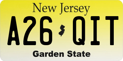 NJ license plate A26QIT