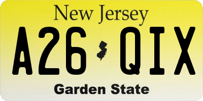 NJ license plate A26QIX