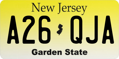 NJ license plate A26QJA