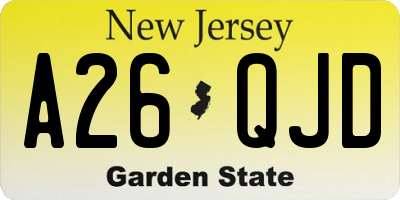NJ license plate A26QJD