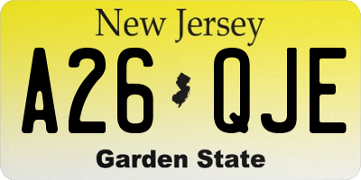 NJ license plate A26QJE
