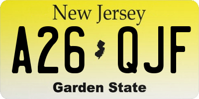 NJ license plate A26QJF