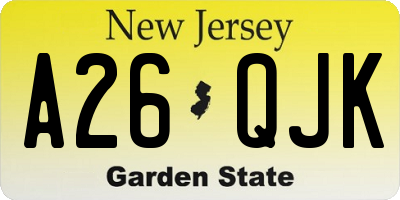 NJ license plate A26QJK
