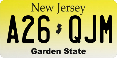 NJ license plate A26QJM