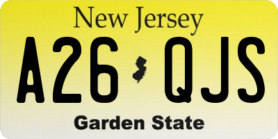 NJ license plate A26QJS