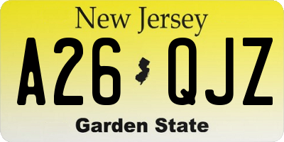NJ license plate A26QJZ