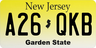 NJ license plate A26QKB