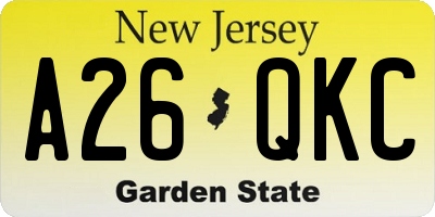 NJ license plate A26QKC