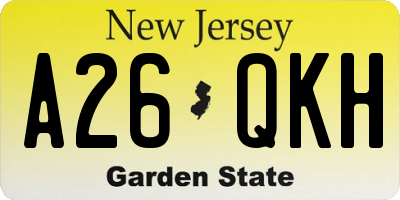 NJ license plate A26QKH