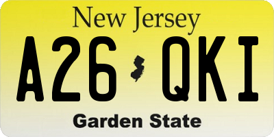 NJ license plate A26QKI