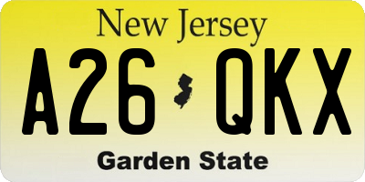 NJ license plate A26QKX