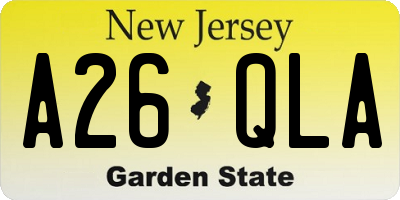 NJ license plate A26QLA