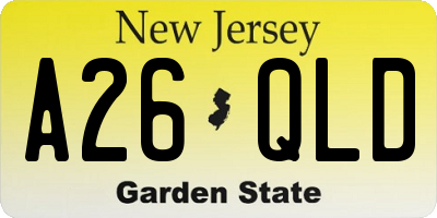 NJ license plate A26QLD