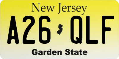 NJ license plate A26QLF