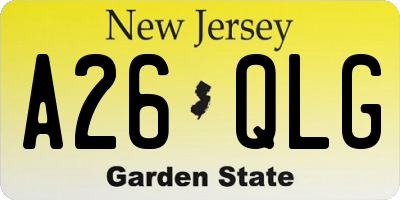 NJ license plate A26QLG