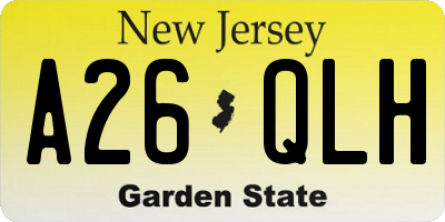 NJ license plate A26QLH
