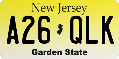 NJ license plate A26QLK