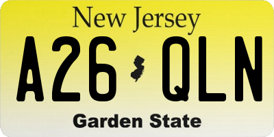 NJ license plate A26QLN