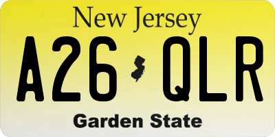 NJ license plate A26QLR