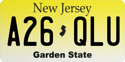 NJ license plate A26QLU